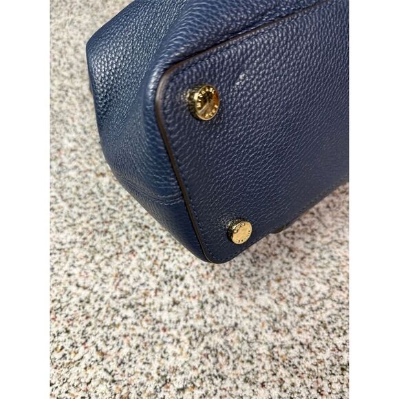 Michael Kors Haley Large Navy Blue Leather Satchel Handbag Women's Bag - Picture 5 of 16